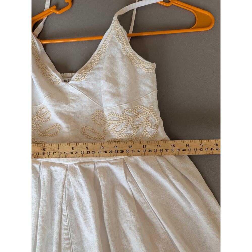 Christian Lacroix White Linen Blend Embroidered Sundress Smocked Boho Medium - Picture 5 of 9